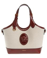 Versace - Small La Medusa Canvas & Leather Tote - Lyst