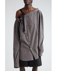 TAKAHIROMIYASHITA TheSoloist. - Asymmetric One-shoulder Cotton & Silk Button-up Shirt With Removable Collar - Lyst