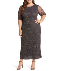 Pisarro Nights - Beaded Elbow Sleeve A-Line Dress - Lyst