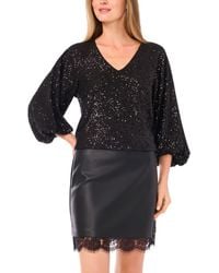 Vince Camuto - Sequin Balloon Sleeve Top - Lyst