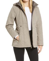 Gallery Quilted Jacket With Removable Hood in Red | Lyst