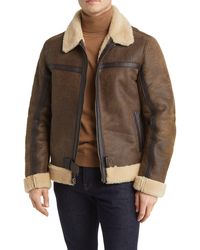 Frye - Leather Jacket With Genuine Shearling Trim - Lyst