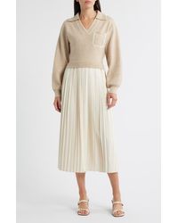 ZOE AND CLAIRE - Long Sleeve Twofer Sweater Dress - Lyst