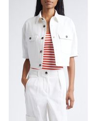 Max Mara - Ottano Crop Short Sleeve Cotton Stretch Twill Jacket - Lyst