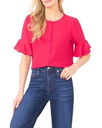 Cece - Bow Sleeve Button-Up Top - Lyst