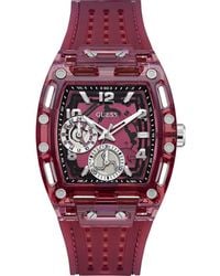 Guess - Phoenix Translucent Tonneau Multifunction Silicone Strap Watch, 42Mm X 45Mm - Lyst