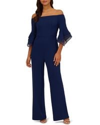 Adrianna Papell - Off The Shoulder Wide Leg Organza Crepe Jumpsuit - Lyst