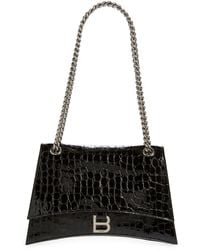 Balenciaga - Medium Crush Croc Embossed Patent Leather Shoulder Bag - Lyst
