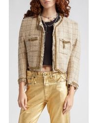 R13 - Chain Embellished Crop Wool & Mohair Blend Tweed Jacket - Lyst