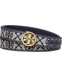 Tory Burch - Miller T Monogram Jacquard & Leather Belt - Lyst