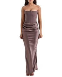 house of cb women's persephone strapless satin corset cocktail dress House Of Cb Women's Persephone Strapless Satin Corset Cocktail Dress - Blue