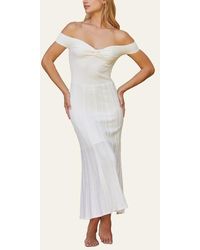 Crescent - Off Shoulder Front Twist Knit Dress - Lyst