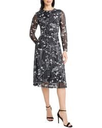 Maggy London - Long Sleeve Mesh Midi Dress - Lyst