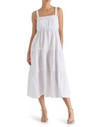 Steve Madden - Alissa Tiered Cotton Gauze Midi Sundress - Lyst