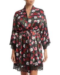 Hanky Panky - Luxe Floral Lace Trim Satin Robe - Lyst