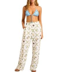 Seafolly - Linen Blend Wide Leg Cover-Up Pants - Lyst