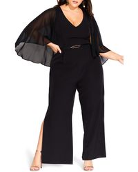 City Chic Slit Leg Jumpsuit - Black
