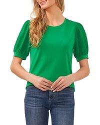 Cece - Puff Sleeve Mixed Media Top - Lyst