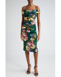 Dolce & Gabbana - Garden Floral Print Charmeuse Sheath Dress - Lyst