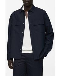 Mango - Lyocell & Linen Button-Up Overshirt - Lyst
