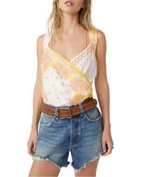 Free People - Sweet Thing Mixed Print Cotton Bodysuit - Lyst