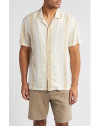 Rails - Amalfi Stripe Short Sleeve Linen Blend Button-up Shirt - Lyst