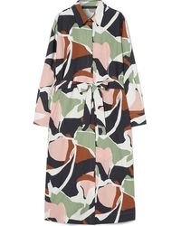 Marina Rinaldi - Emanuel Abstract Print Long Sleeve Cotton Shirtdress - Lyst