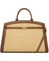 DeMellier London - The Hudson Raffia & Leather Top Handle Bag - Lyst