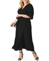 Standards & Practices - Short Sleeve Wrap Maxi Dress - Lyst