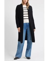 Caslon - Cable Longline Open Front Cardigan - Lyst