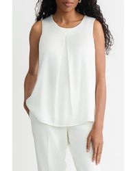 Kasper - Box Pleat Sleeveless Matte Satin Top - Lyst