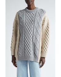 Bottega Veneta - Colorblock Wool Blend Aran Sweater - Lyst