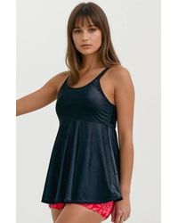 Calypsa - Plus Size Amber Flared Tankini Swim Top With Adjustable Straps And Removable Cups - Lyst