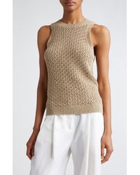 Eleventy - Sequin Open Stitch Sweater Tank - Lyst