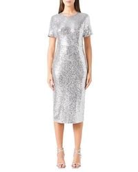 Endless Rose - Sequin Short Sleeve Midi Sheath Dress - Lyst