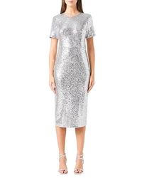 Endless Rose - Sequin Short Sleeve Midi Sheath Dress - Lyst