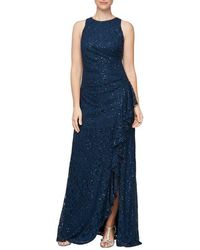 Alex Evenings - Sequin Ruched Ruffle A-Line Gown - Lyst