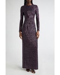 Michael Kors - Sequin Long Sleeve Sheath Gown - Lyst