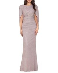 Betsy & Adam - Petites Metallic Capelet Evening Dress - Lyst