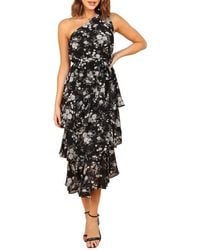 Petal & Pup - Brigette Floral One-Shoulder Tiered Midi Dress - Lyst