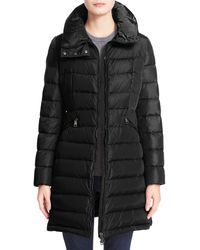 Moncler 'Flammette' Long Hooded Down Coat - Black