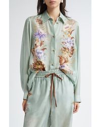 Zimmermann - Coco Placed Print Silk Button-Up Shirt - Lyst