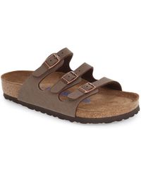 Birkenstock Florida Birkibuc Soft Footbed Sandals - Brown