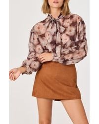 Astr - Floral Tie Neck Top - Lyst