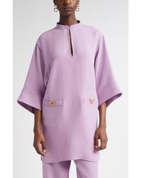 Valentino Garavani - V-Detail Crepe Couture Tunic Top - Lyst