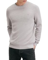 AllSaints - Oversize Cotton & Wool Waffle Crewneck Sweater - Lyst