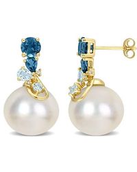 Julianna B - Pearl Topaz & Diamond Drop Earrings 14K - Lyst