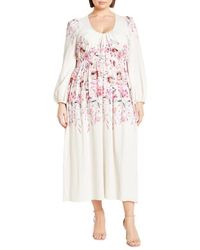 City Chic - Keyla Floral Long Sleeve Maxi Dress - Lyst