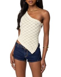 Edikted - Codi Asymmetric One-Shoulder Open Back Knit Top - Lyst