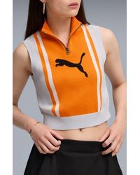 PUMA - Future Archive Jacquard Sleeveless Half Zip Knit Crop Top - Lyst